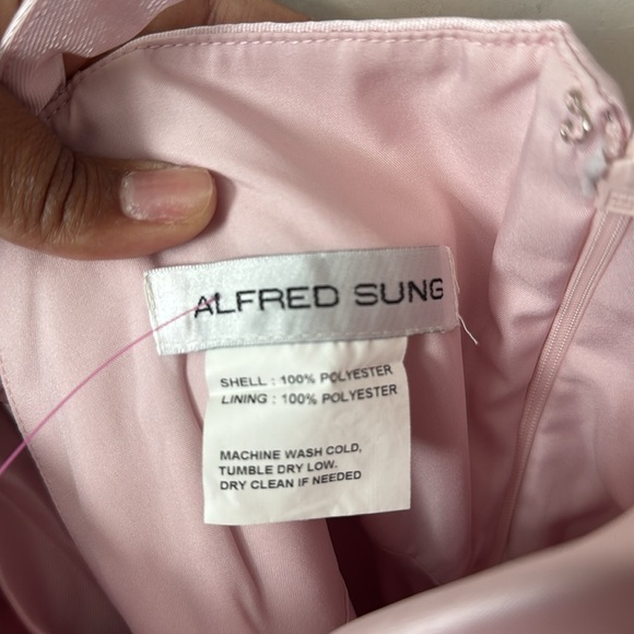 Alfred Sung Ballet Pink Bustier Tie Back Gown Size 4 - Picture 4 of 10